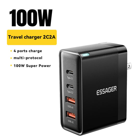 Charger Adapter 100W 2 USB-C + 2 USB-A Multi-Port