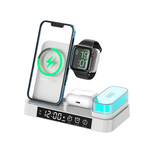 Magwave 15W Qi 6-in-1 Wireless Charger Digital Clock RGB LED