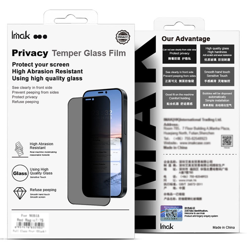 IMAK For iPhone 17 Pro Anti Peep Tempered Glass Screen Protector Full Coverage