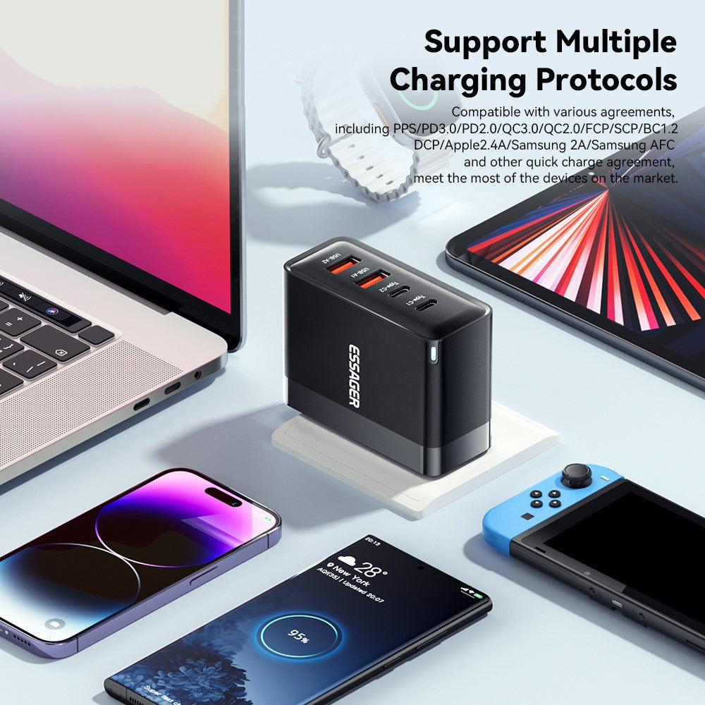 Charger Adapter 100W  2 USB-C + 2 USB-A Multi-Port