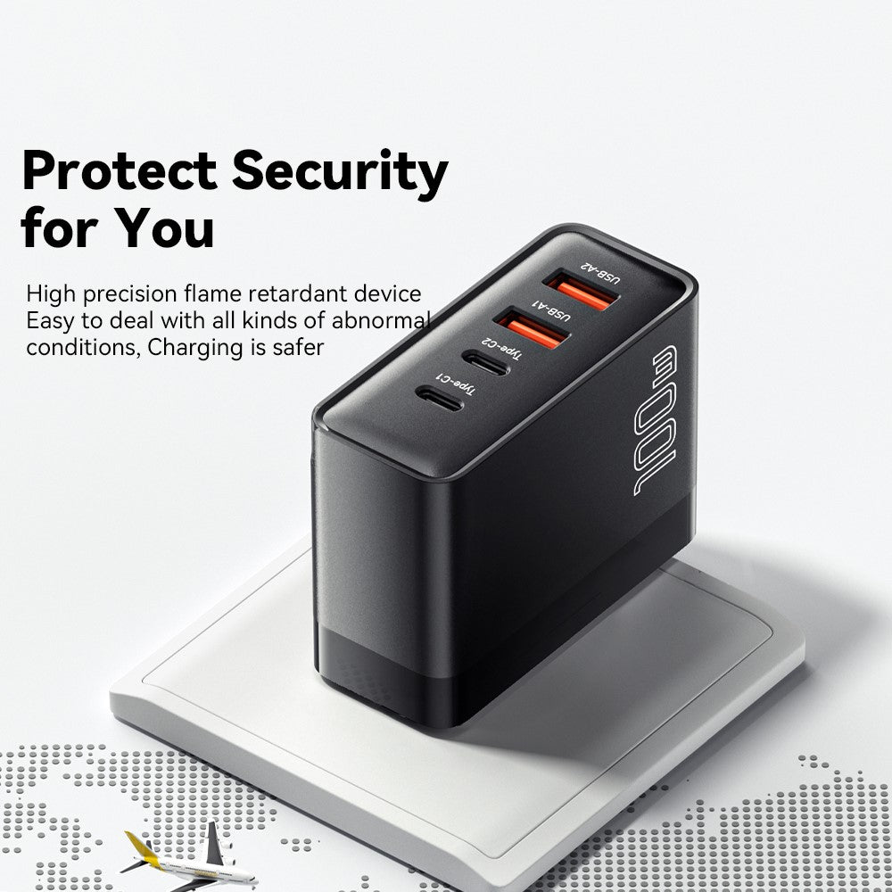 Charger Adapter 100W  2 USB-C + 2 USB-A Multi-Port