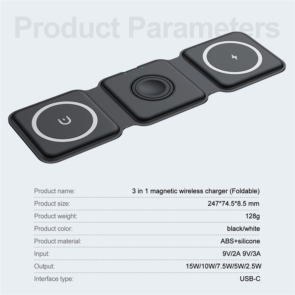 Magwave 15W Qi Foldable 3 in 1 Wireless Charging Station
