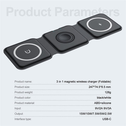 Magwave 15W Qi Foldable 3 in 1 Wireless Charging Station