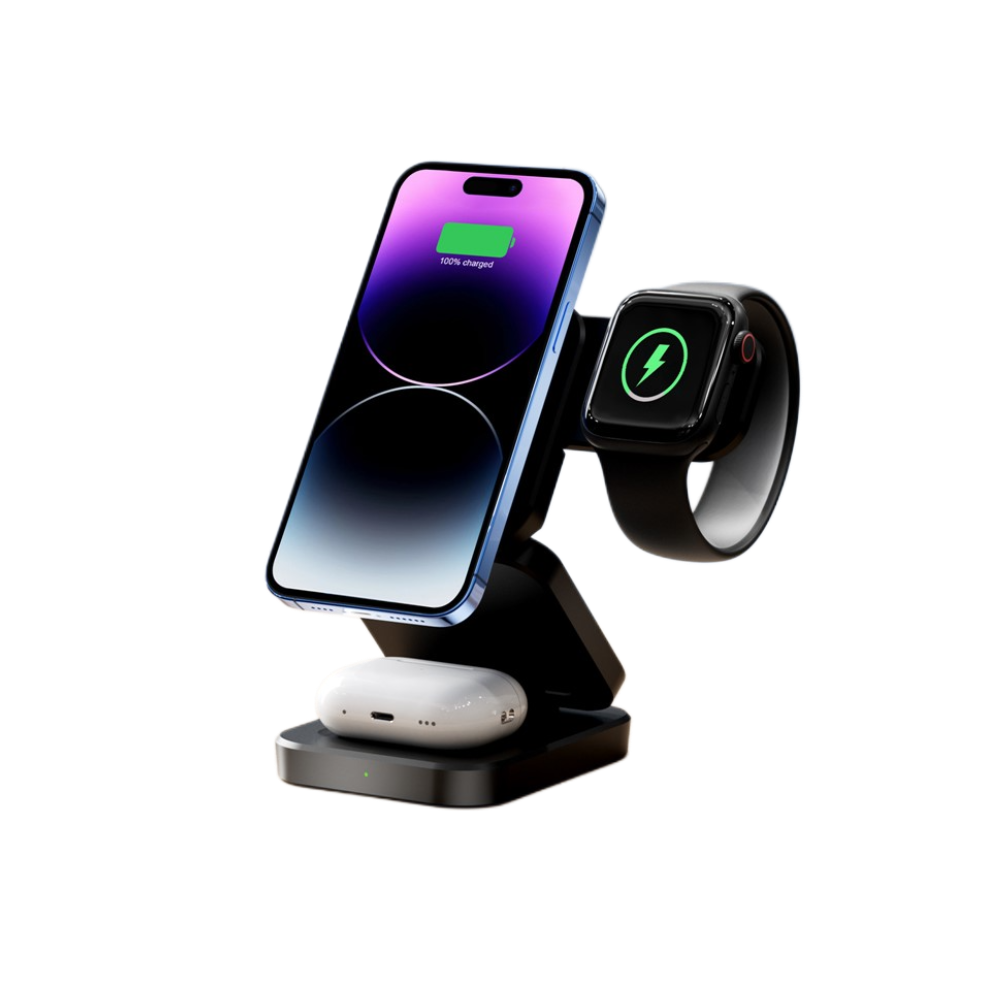 Magwave 15W Qi Compact 3-in-1 Wireless Charging Station