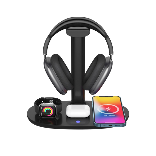 Magwave 15W Qi 4-in-1 Desktop Wireless Charger & Headphone Holder