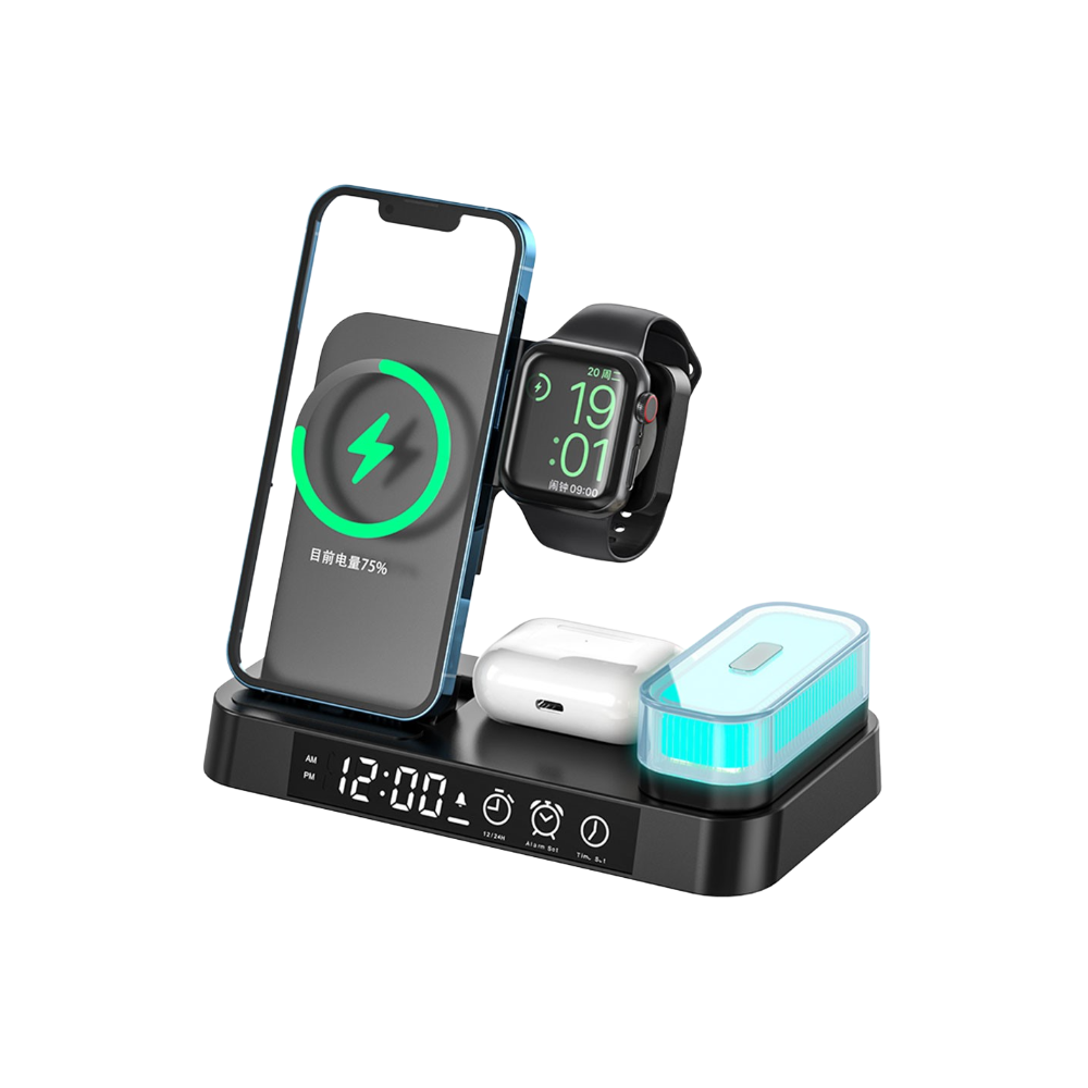 Magwave 15W Qi 6-in-1  Wireless Charger Digital Clock RGB LED