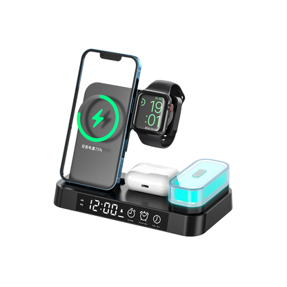 Magwave 15W Qi 6-in-1  Wireless Charger Digital Clock RGB LED