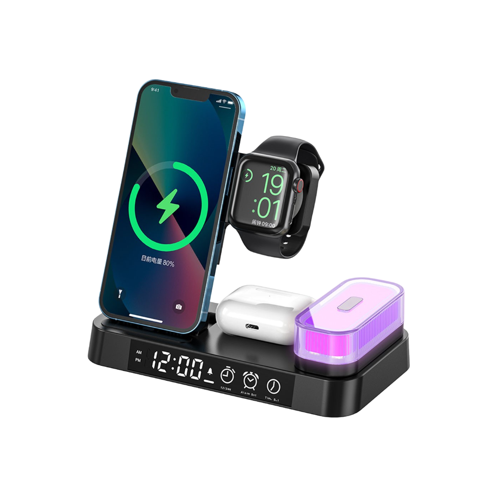 Magwave 15W Qi 6-in-1  Wireless Charger Digital Clock RGB LED