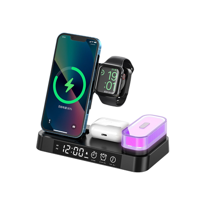 Magwave 15W Qi 6-in-1  Wireless Charger Digital Clock RGB LED
