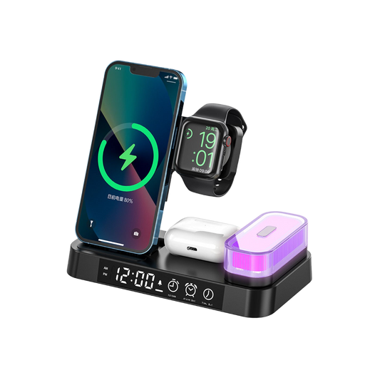 Magwave 15W Qi 6-in-1  Wireless Charger Digital Clock RGB LED
