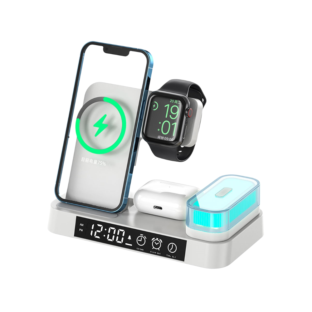 Magwave 15W Qi 6-in-1  Wireless Charger Digital Clock RGB LED