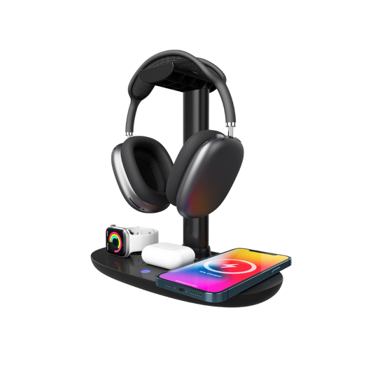 Magwave 15W Qi 4-in-1 Desktop Wireless Charger & Headphone Holder